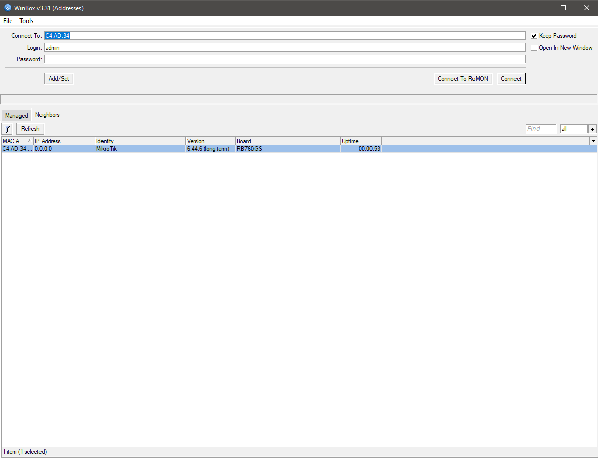 Mikrotik router reseted